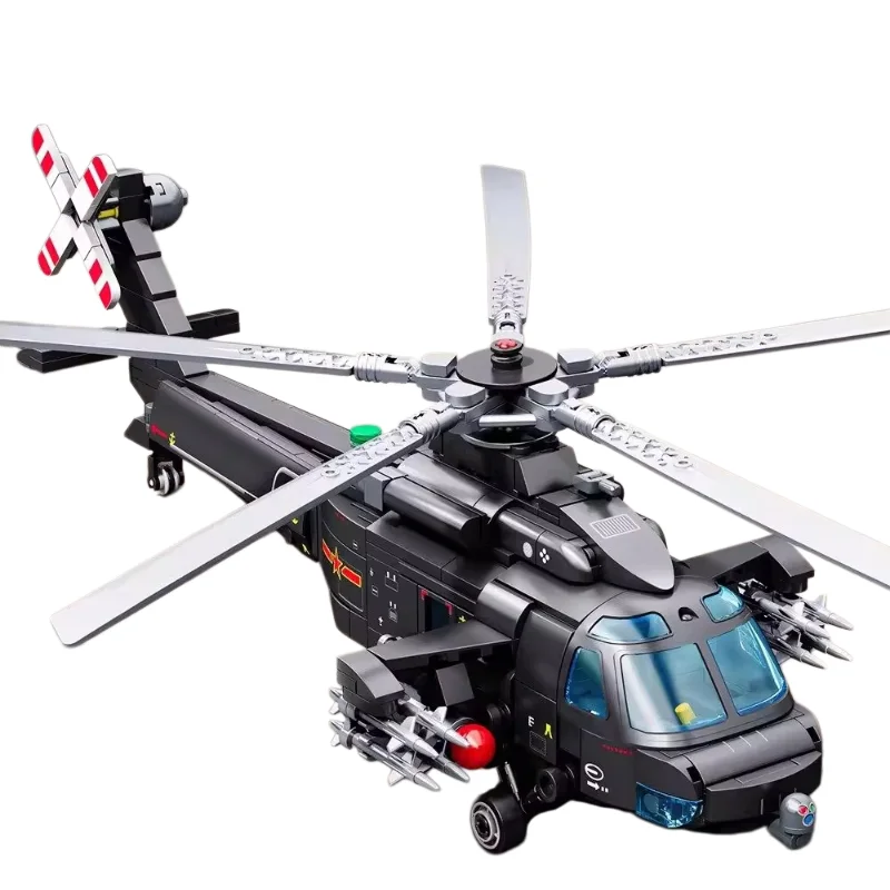 

SEMBO BLOCK Domestic Military Zhi-20T Assault Black Hawk Armed Helicopter Puzzle Model for Boys Educational Assembly Toy