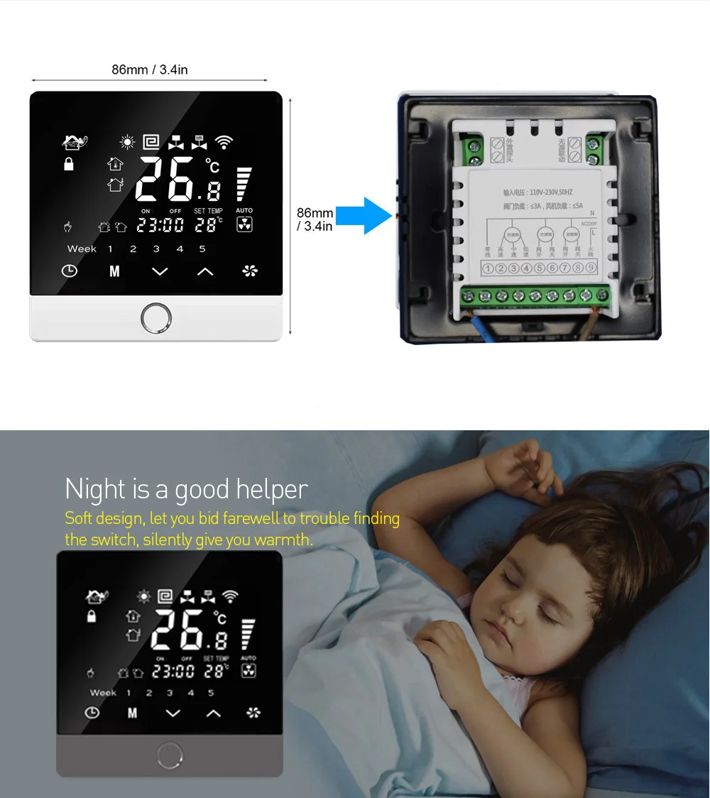 Termostato inteligente Tuya con WiFi, pantalla táctil LCD para calefacción eléctrica de suelo, Caldera de agua/Gas, control remoto de temperatura