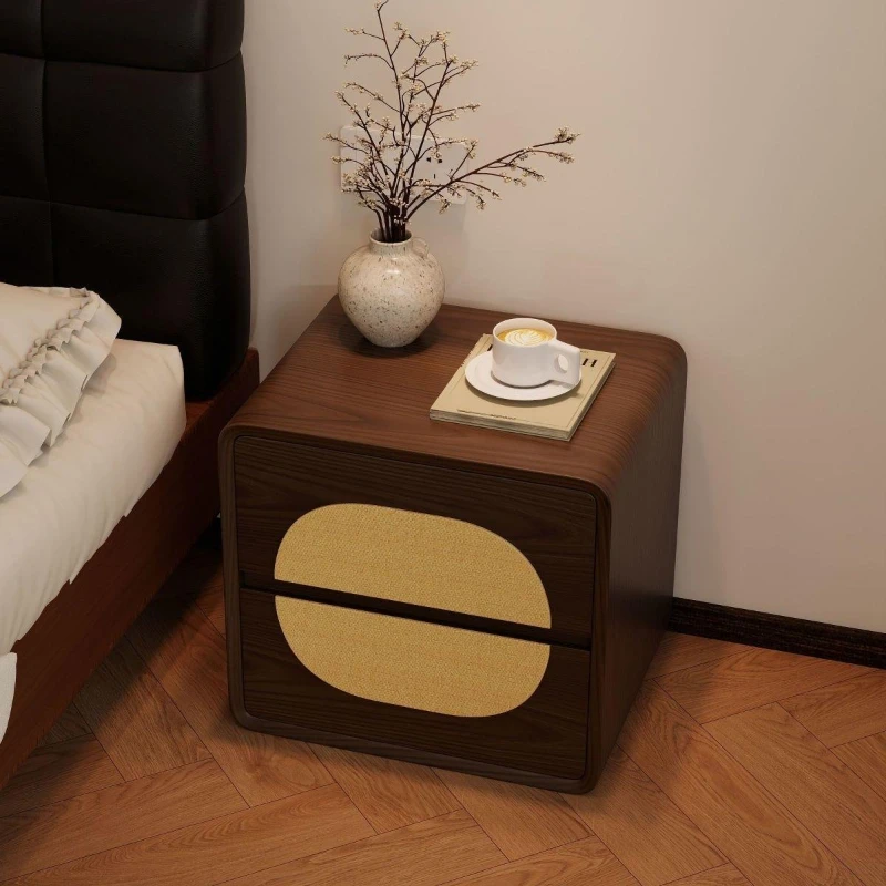 Home Bedroom Bedside Storage Cabinet Retro Double Pump Locker Bedside Cabinet
