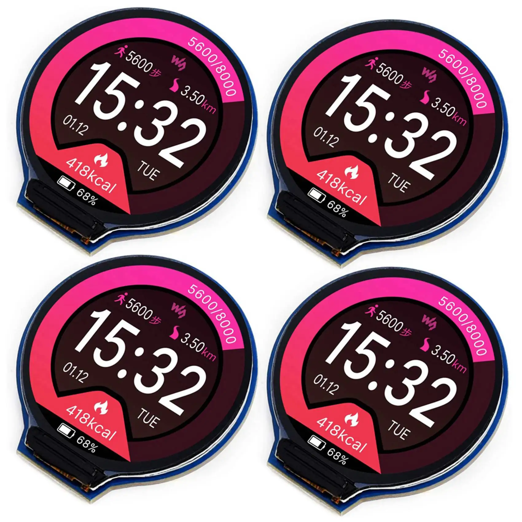 A14M 4Pcs 1.28Inch Round Display LCD Screen Module GC9A01 SPI Communication RGB 65K Color Support For Raspberry