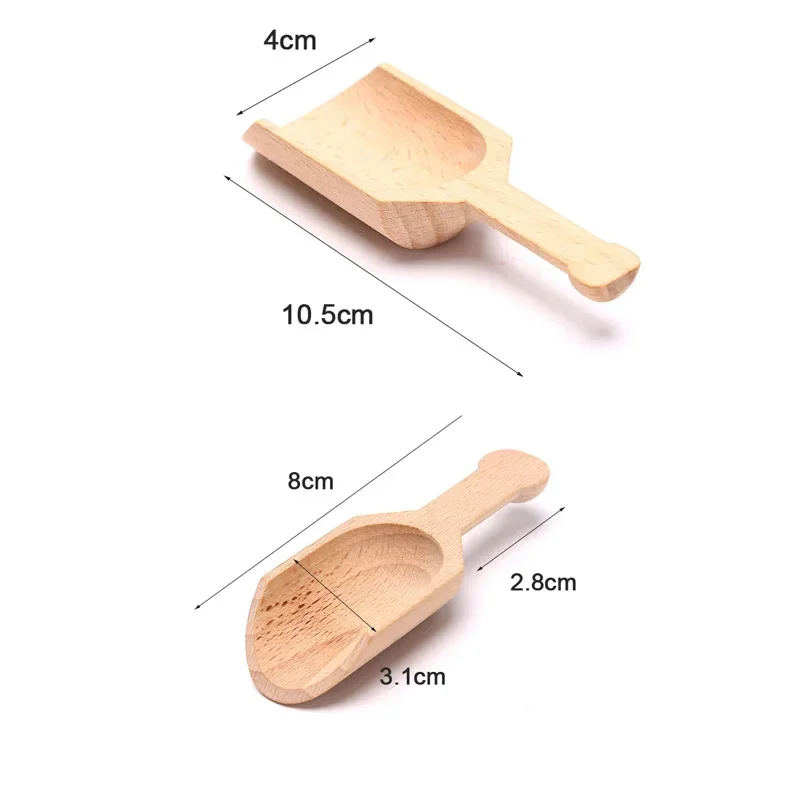 خشبية صغيرة الشاي القهوة المجارف التوابل الحلوى التوابل حمام الملح ملاعق ملعقة خشبية مجرفة خشبية اكسسوارات المطبخ #6