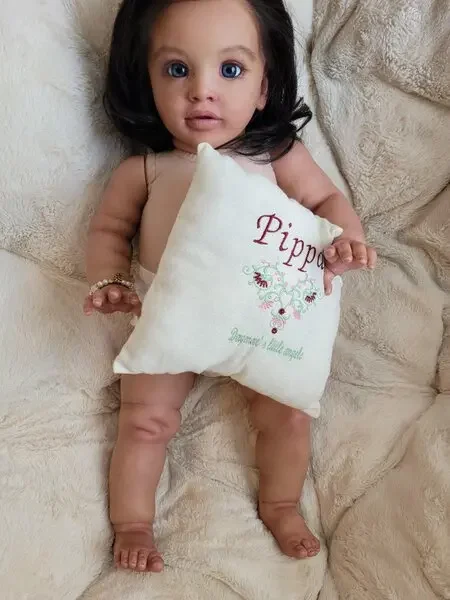 SINO-BB Artist Painting 26''Reborn Baby Doll Pippa Without Dress With Black Hair Already Finished doll Toys For Children