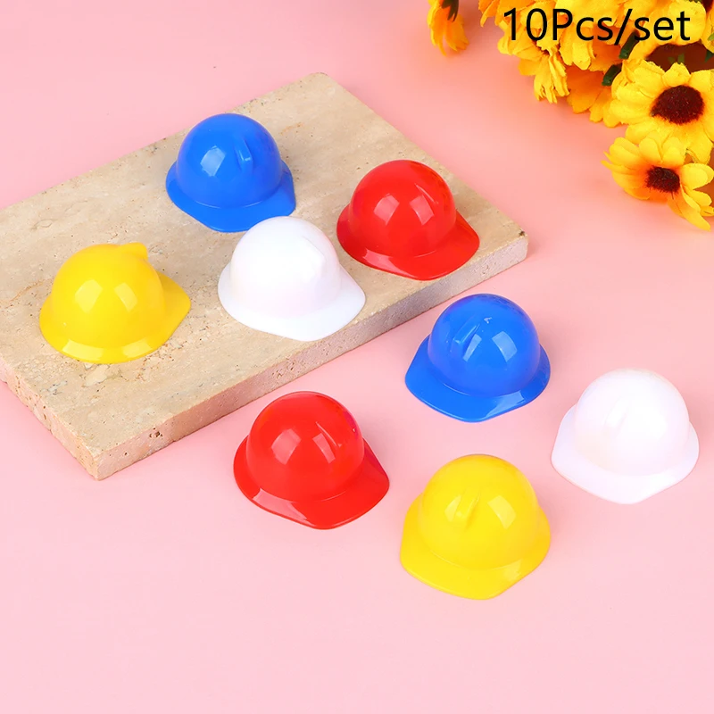 10Pcs Mini Doll Helmet 1:12 Dollhouse Miniature Safety Helmet Model Doll Decor Toy Doll House Accessories