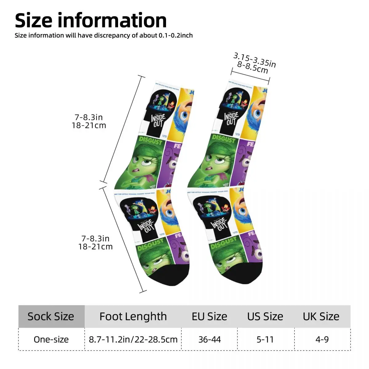 Crazy compression INSIDE OUT Sock for Men Harajuku Disney Inside Out Quality Pattern Crew Sock novità