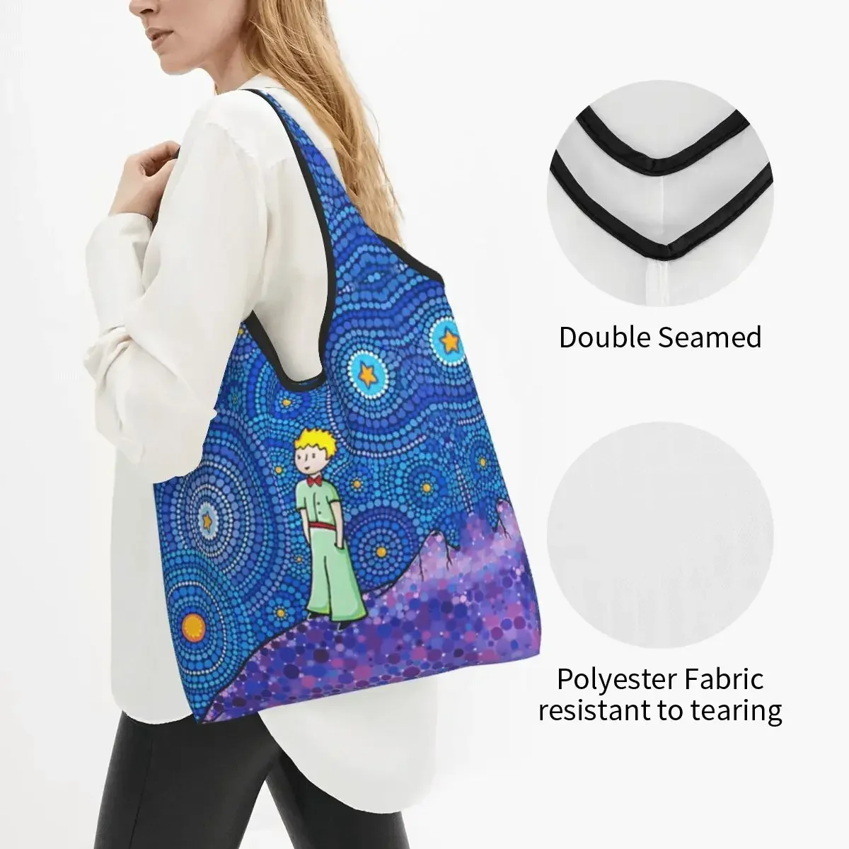 Cute Printing The Little Prince Tote Shopping Bags Portable Shopper Shoulder Le Petit Prince French Fiction Handbag