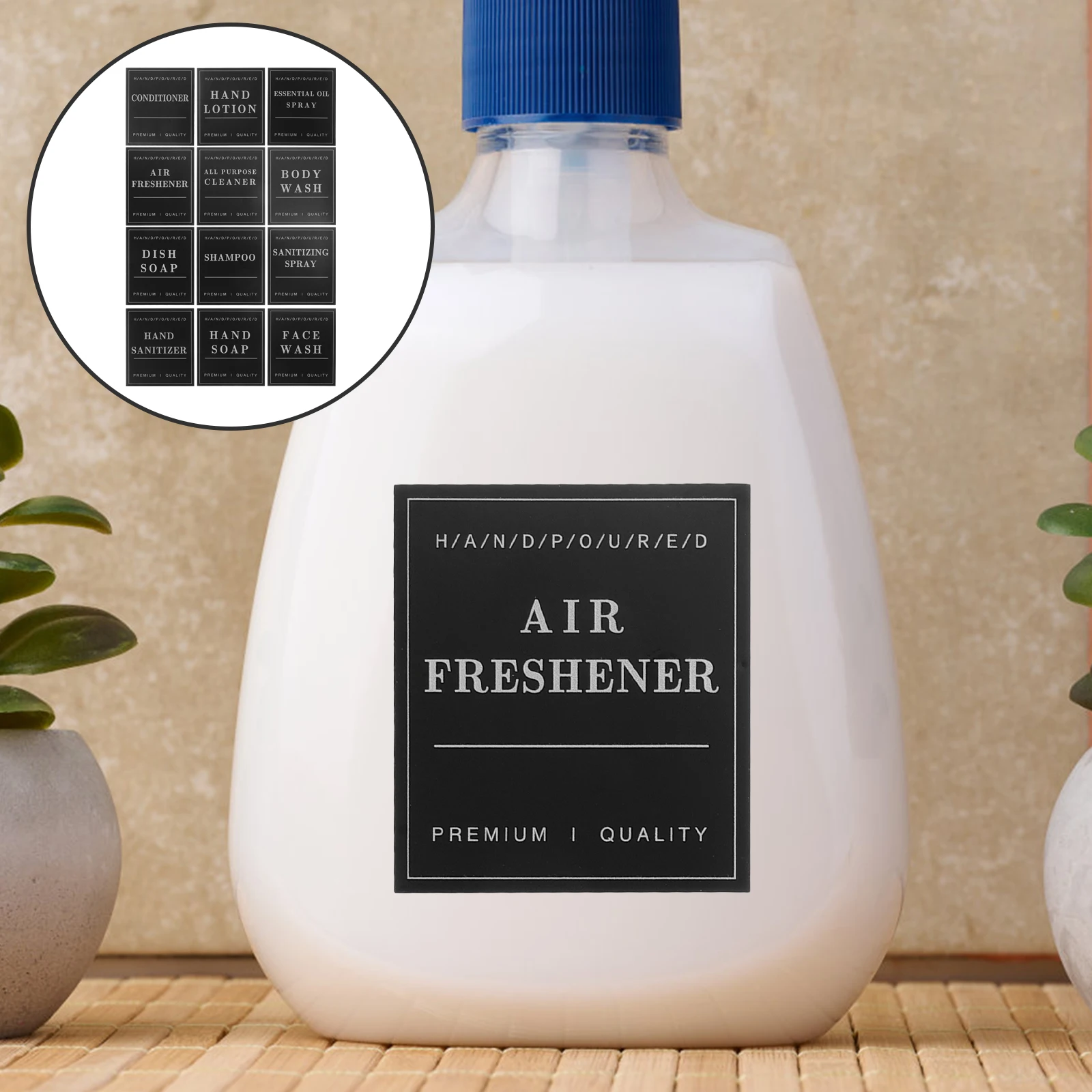 

12 Pcs Waterproof Sticker 70x80mm White Bottle Labels Self Adhesive Bathroom Dispenser Shampoo Container Organizers PVC