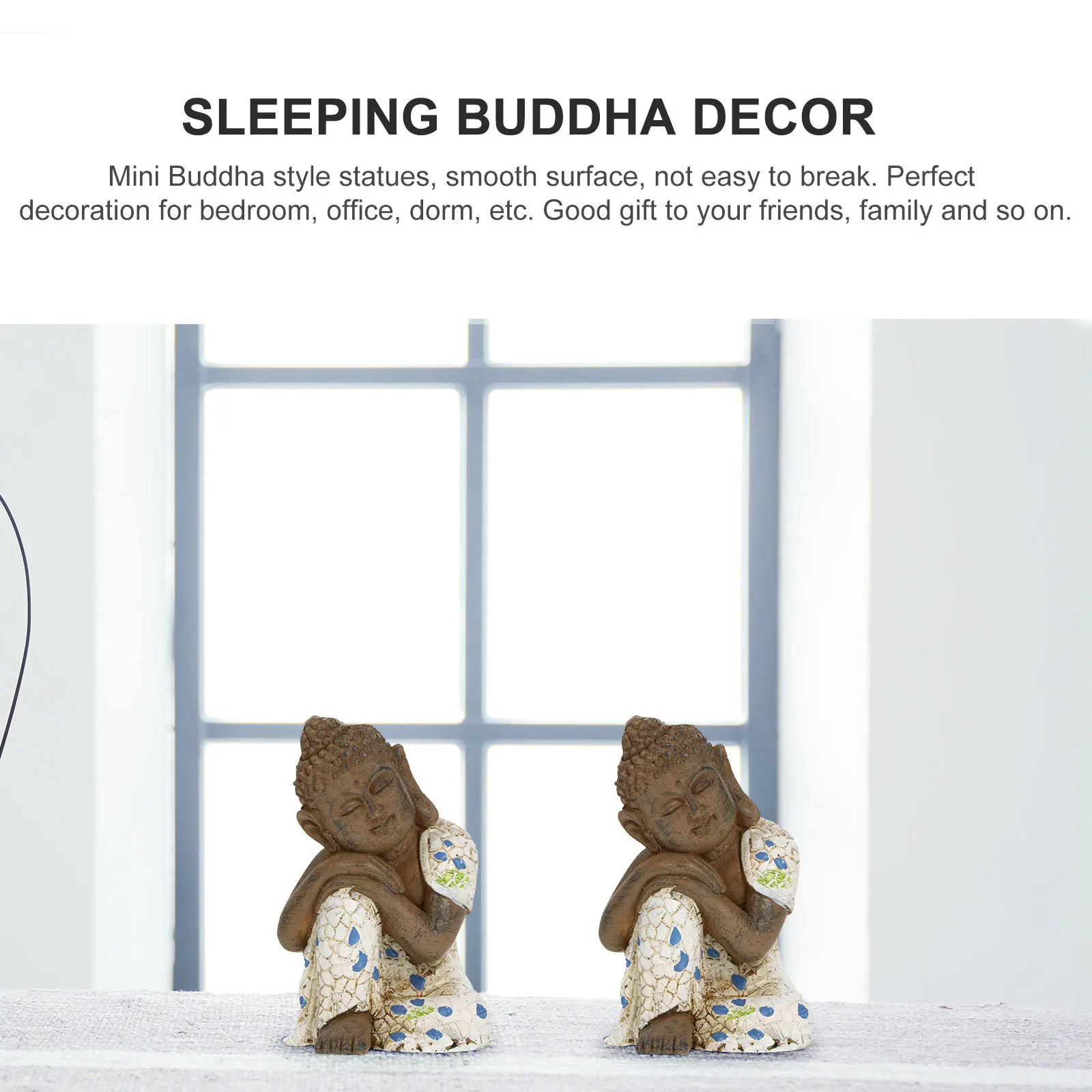 

1Pcs Sleeping Buddha Resin Decor Mini Exquisite Sculpture Compact Desktop Bedroom Office Ornament Sleeping Buddha Decor