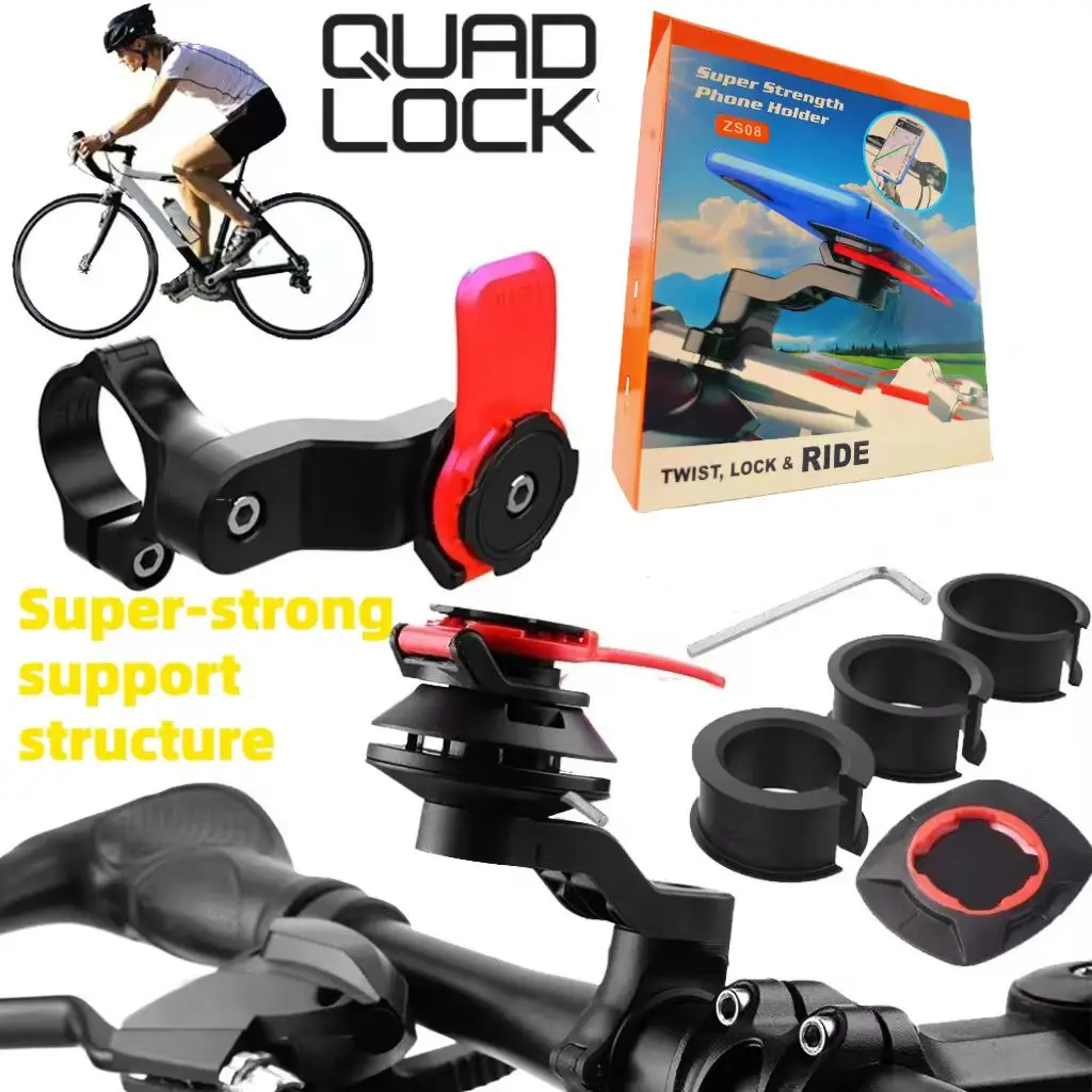 

Держатель для телефона на руль мотоцикла QUAD LOCK 360° ° Вращающийся велосипедный кронштейн, поддержка навигации безопасности