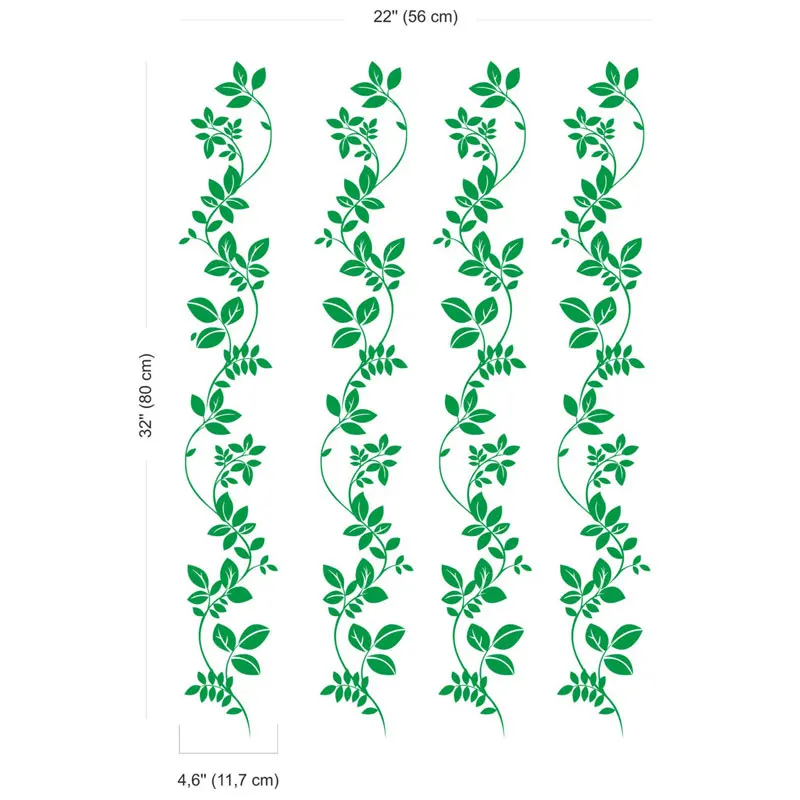Vertical Curly Vine Leaves Vinyl Wall Decal Simple Botanical Plant Wall Sticker Mural For Entrance Hallway Door Decoration 3A73