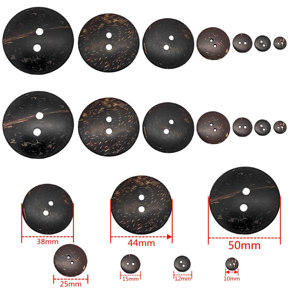 10-50mm 2 Holes Natural Eco-friendly Coconut Shell Wood Button For Clothing DIY Children Scrapbook Decorative Sewing Accessories