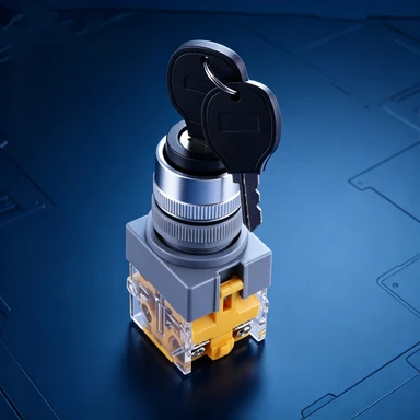 ELEWIND 22mm Plastic Screw terminal 1NO1NC 2 Postition maintain KEY lock switch  BLACK  Cap color ( PB222-11Y/21 )