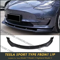 For Tesla Model 3 Y Front Bumper Lip Body Kits Spoiler Deflector Tuning Lower Diffuser Protector ABS Modified M3 MY Accessories