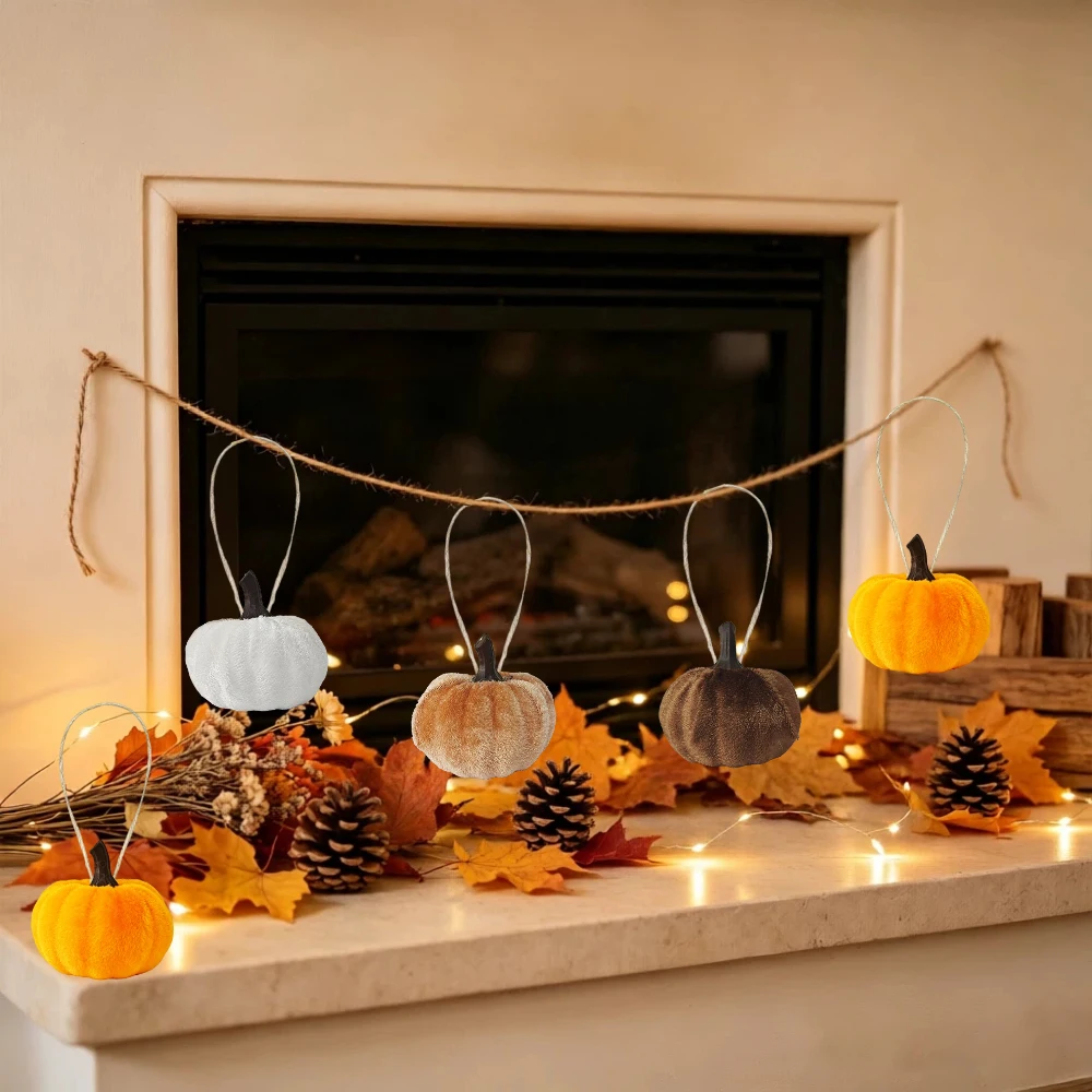 4/8/12/16pcs Fall Pumpkin Hanging Ornaments for Tree, Fabric Mini Pumpkins Ball Ornaments Fall Tree Decorations Pumpkin Pendant