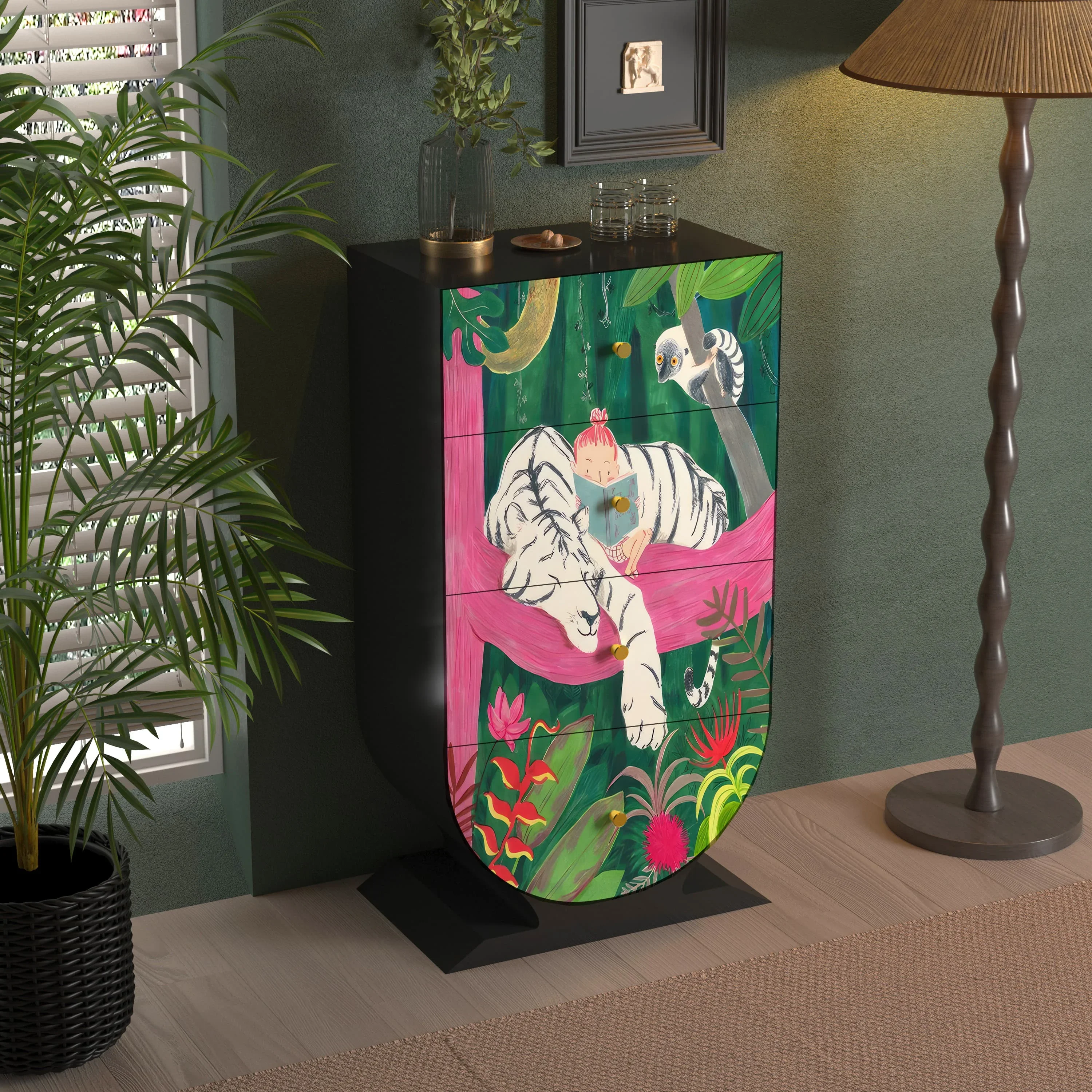 

ld30Chinese-style painted solid wood porch cabinet, living room, homestay, integrated storage locker against the wall