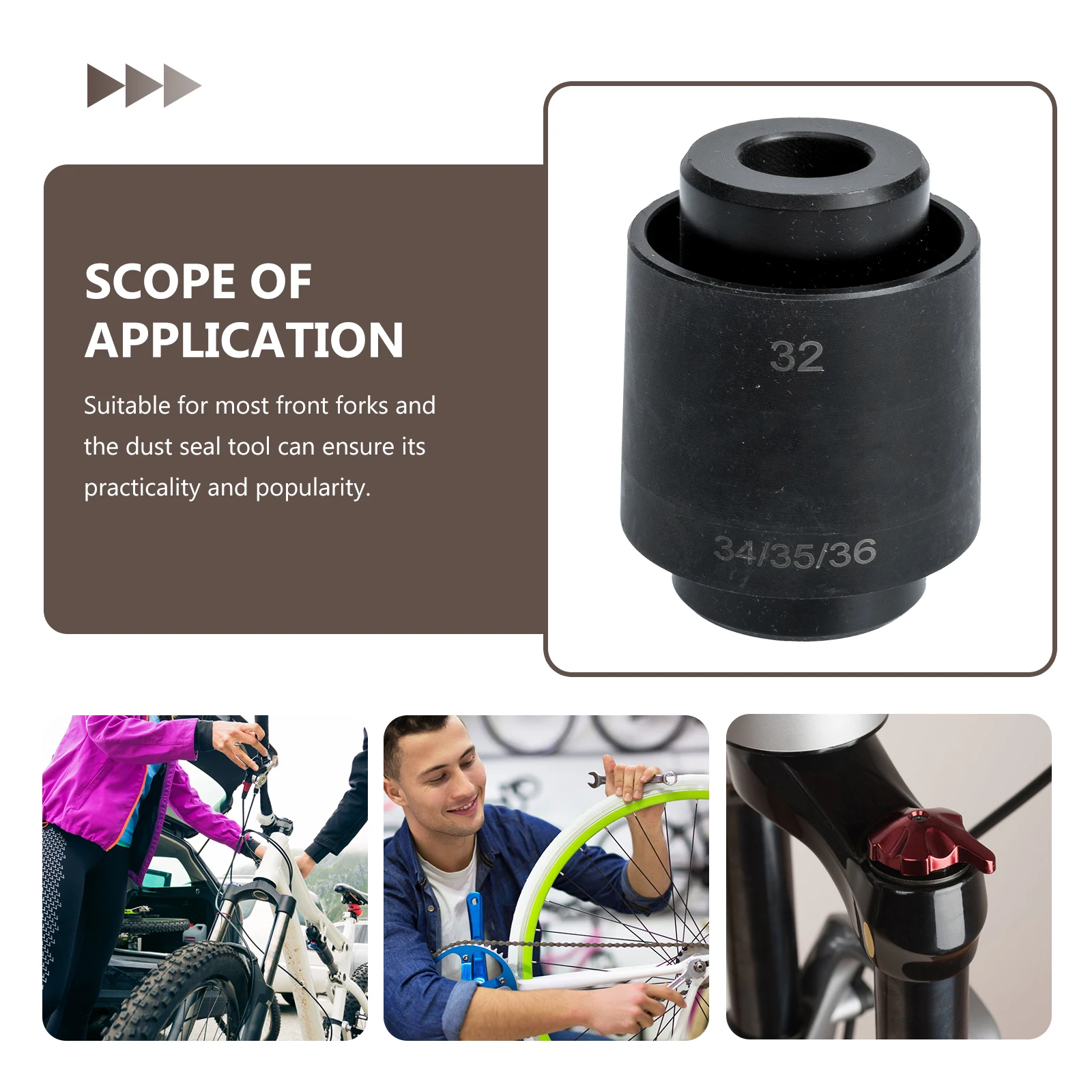 

Bike Front Fork Dust Seal Tool Wipers Black Plastic Lightweight Portable Practical Durable Compact Daily Use Professional Bike