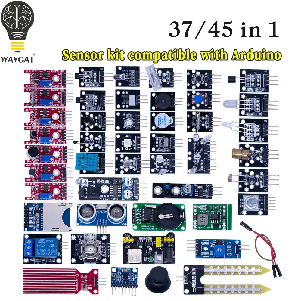 45 in 1 Sensors Modules 16 Kinds Starter Kit For Arduino Raspberry Pi , Better Than 37 in 1 With Box DIY UNO R3 MEGA2560