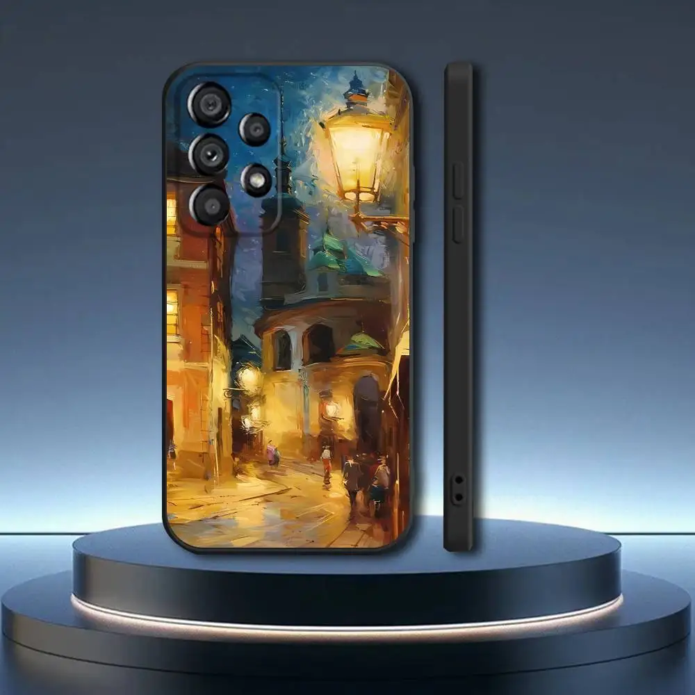 Autumn Retro Oil Painting Phone Case  For Samsung Galaxy A73,31,32,72,41,53,52,71,22,5G,Note,J7,8,9 Soft Black Cover