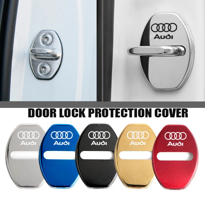 4pcs Car Stainless Steel Door Lock Cover Suitable For Audi A3 A4 A5 A6 A7 B5 B6 C5 C6 8p 8v 8l Q2 Q3 Q5 Q8 Tt Rs3 Rs4