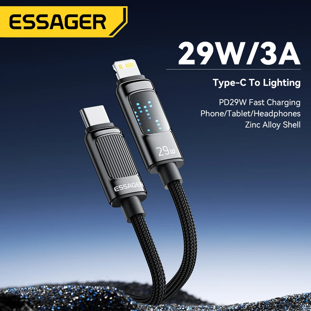 Essager Type C To Lighting Cable PD 29W Fast Charging Wire For iPhone 14 13 12 11 Pro Max Xs 8 Plus iPad Macbook Digital Display