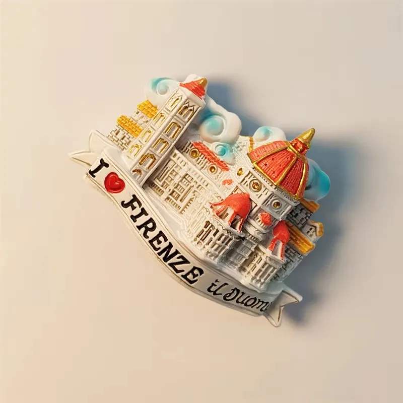 إيطاليا، فلورنسا، كاتدرائية فلورنسا، مجسمة ثلاثية الأبعاد، هدايا تذكارية للسياحة، لوحة من الراتنج، ديكور منزلي، مغناطيس الثلاجة #2