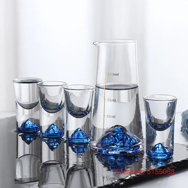 Klein Blue 3D Iceberg Liquor Shot Glass Wine Decanter Mountain IKB Crystal White Spirit Cup Pot Vodka MINI Wineglass Dispenser