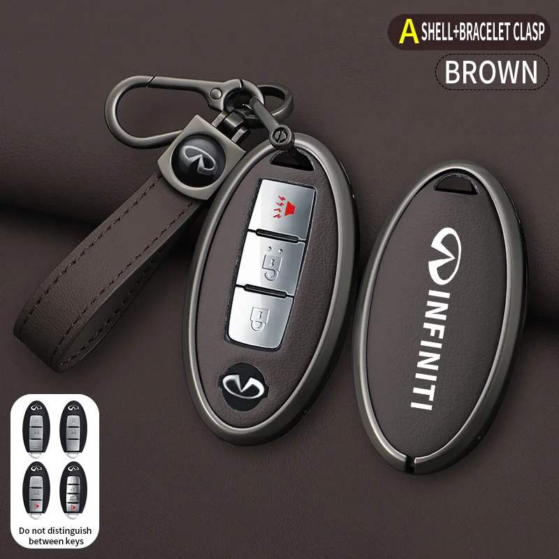 PU Leather Car Remote Key Case Cover For Infiniti Q50 Q60 Q70 QX50 QX60 QX70 EX FX JX35 FX35 EX35 FX37 JX35 Keychain Accessories