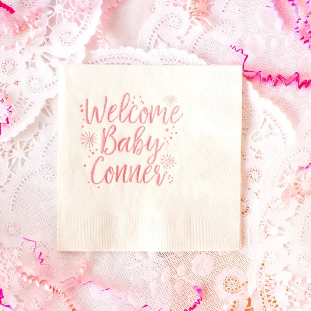 

Personalized Baby Shower Napkins, Baby Shower Decor Favor, Gender Reveal, Baby Party, New Baby Bar, 50Pcs