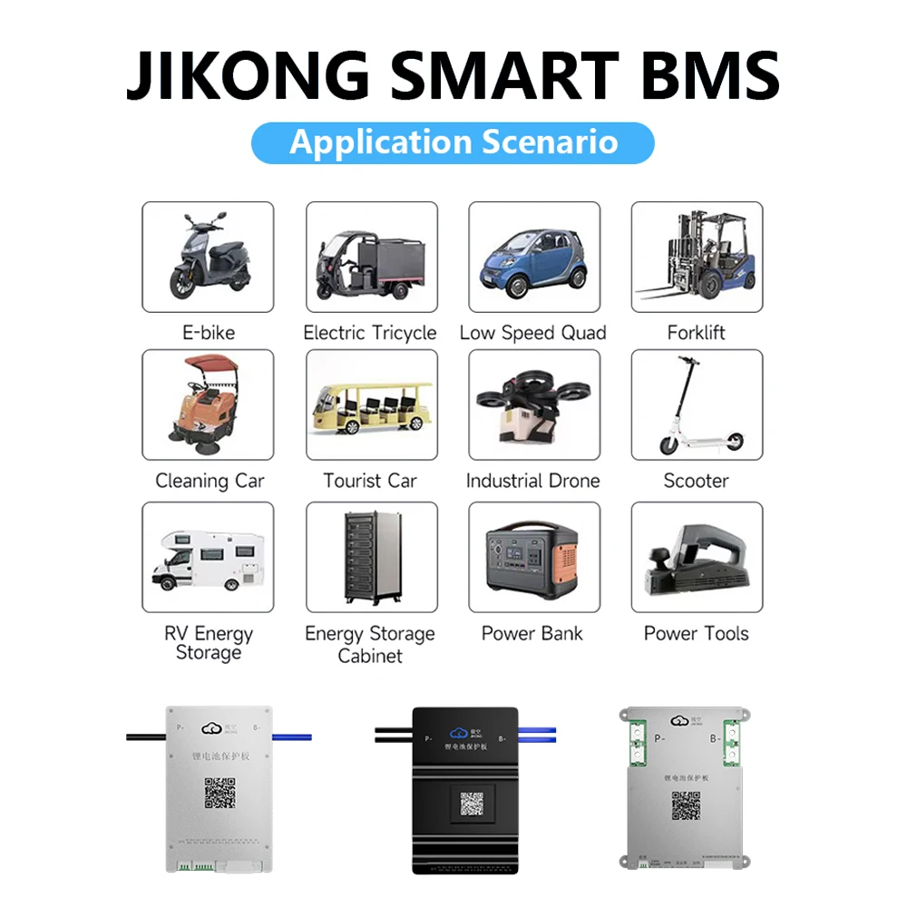 JIKONG BMS RS485 BD4A8S4P with BT RS485 1A Active Balance 4S~24S 40A~200A LifePo4 BMS Li-ion LTO 18650 Battery Smart BMS JKBMS