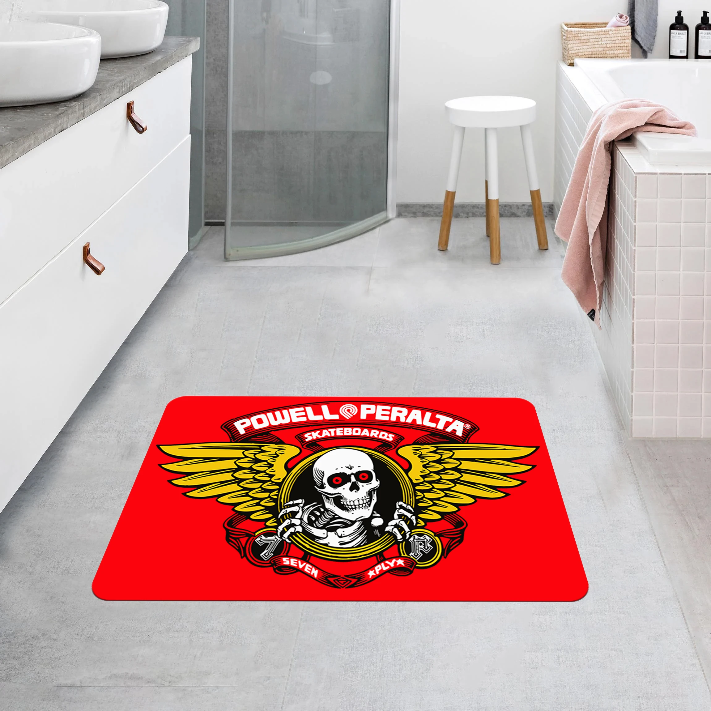 1pc,P-Powell Skull Room Carpet, Very Suitable For Bedrooms, Sofas, Doormats, Decorative Rugs, Non-Slip Floor Mats