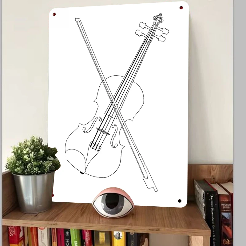 Custom Violin Pattern Metal Iron Painting Home Wall Decor Living Room Bedroom Study Art Hanging Ornament