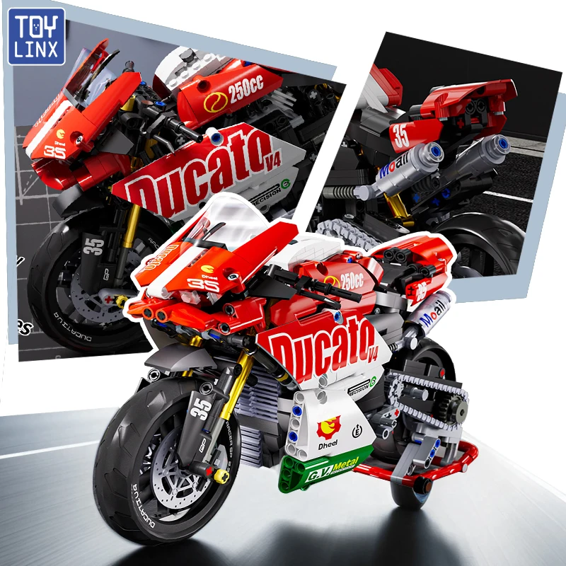 Technic 1299pcs Motorcycle Building Blocks Set Super Motorbike Model Kit Technical Racing Kids Assembly Toys Boys Gifts