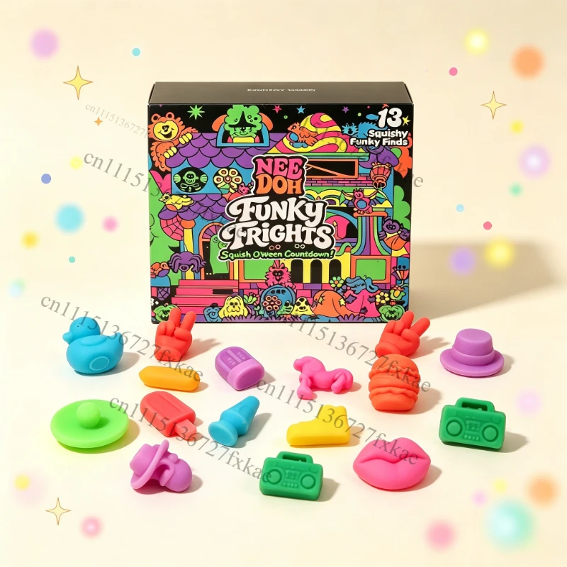 NeeDoh Funky Frights Halloween Advent Calendar 13 Days Spooky Squishy Slow Rise Stress Relief Toys Countdown Gift Party Favors