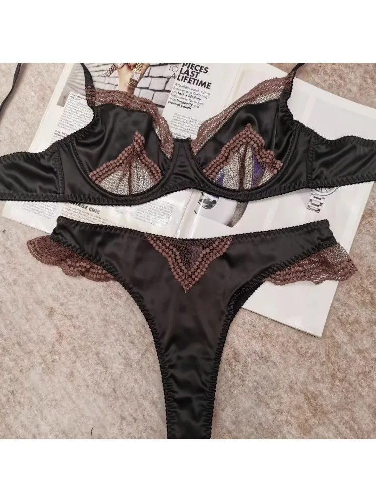 MOYISU Modest Lace Underbust Sexy Bra Set | Full Coverage Cutout Design | Breathable Modest Allure | High Neck Longline Bralette