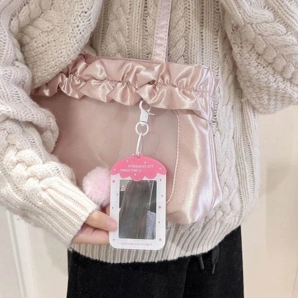 with Keychain Acrylic Photocard Holder Fruit Strawberry Card Cover Idol Card Display Protector Idol Photo Card Ball Pendant