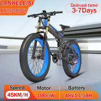 LANKELEISI Electric Bike 1000W Motor 48V17.5AH Lithium Battery Aldult Mountain Electric Bicycle 26*4.0 Fat Tire Folding E-bike