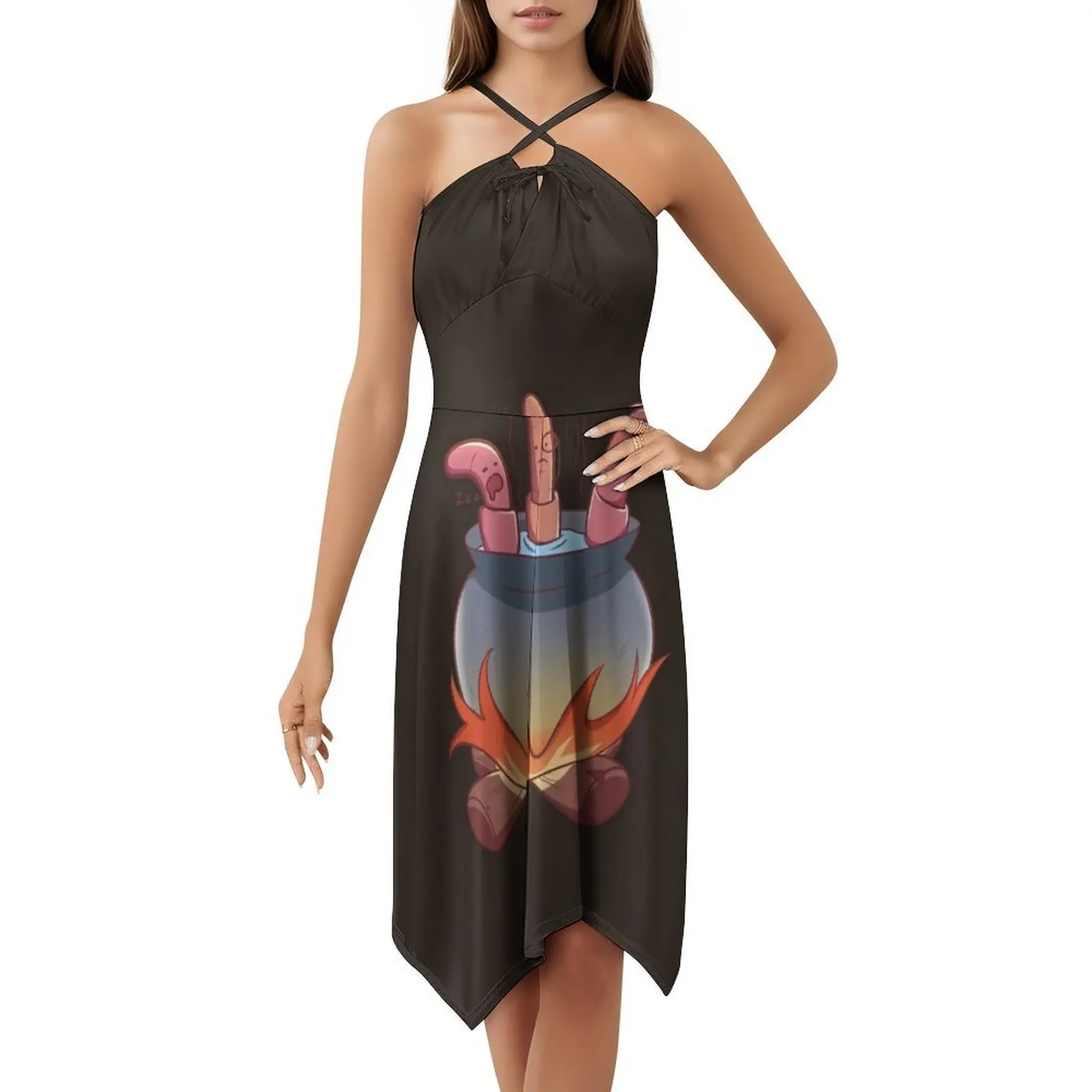 Hotpot الديدان هالوين لطيف الغذاء الأزهار سموك فستان للنساء الربيع الصيف فستان كاجوال للحزب لطيف الغذاء هالوين الفأس #5