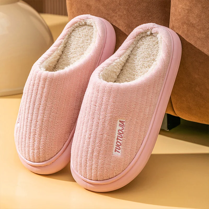 Pmoiste Women Soft Flannel House Slippers EVA Platform Cushion Comfortable Warm Designer Home Shoes Slip-on Indoor High-quality