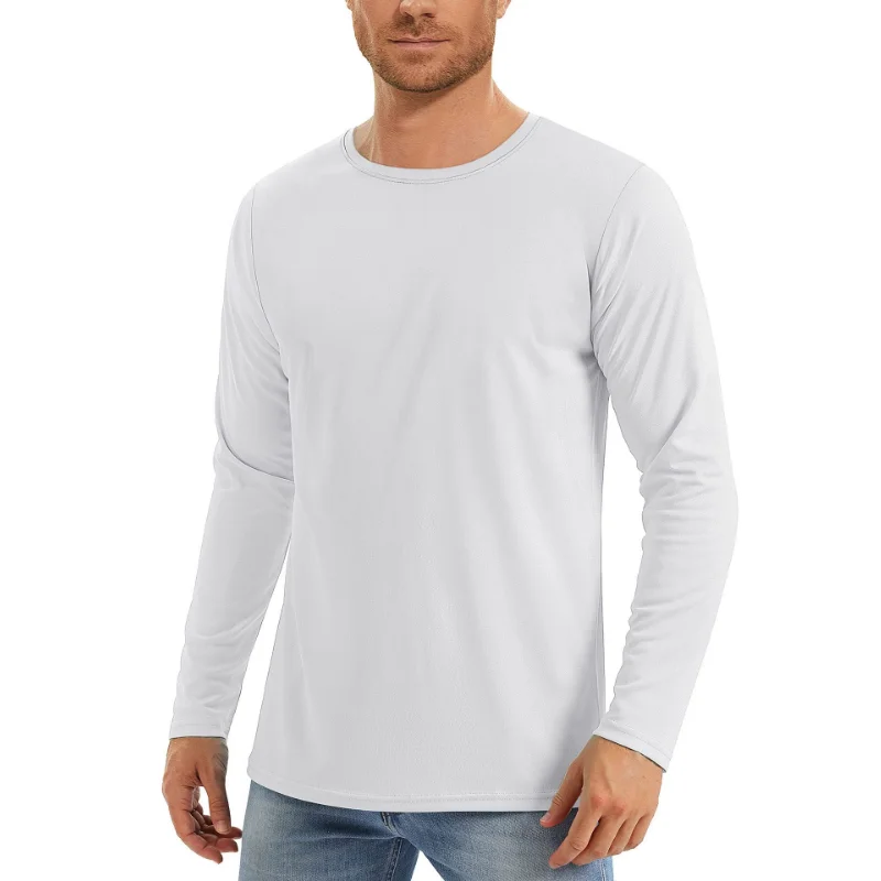 Running Sports Base Shirt Sun Protection Long Sleeve Men Autumn Protection Ultraviolet Round Neck Casual Breathable Long Sleeves