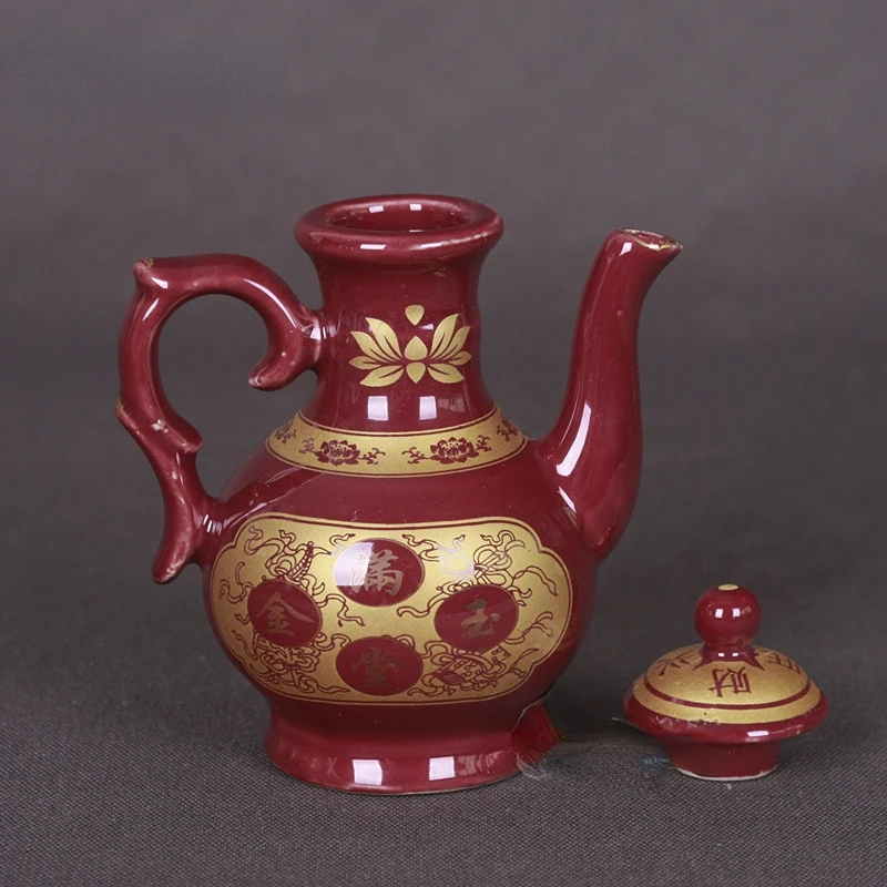 Ceramic Wine Pot Teapot Holy Grail God of Wealth Wine Glass Bottle Worship Teapot