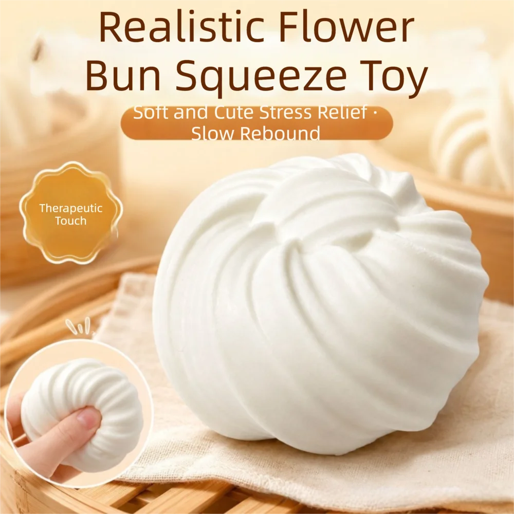 New Simulated Bread Squeeze Chocolate Flower Rolls Soft Sensory Fidget White Slow Rebound Stress Relief For