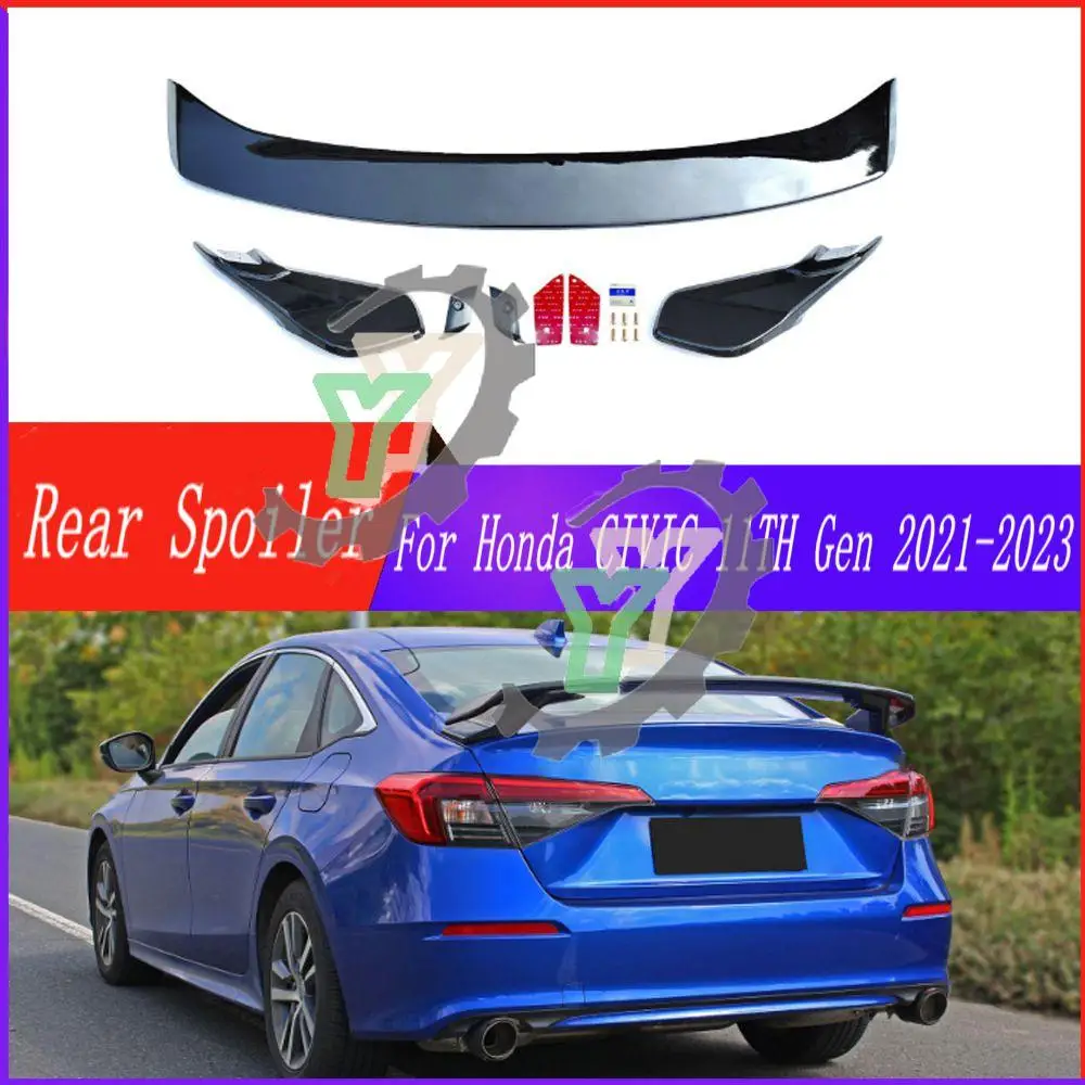 

21 22 High Quality ABS Plastic Car Rear Trunk Spoiler Rear Wing Lip Trim For Honda CIVIC 11TH Gen FE1 FK Sedan 2021 2022 2023