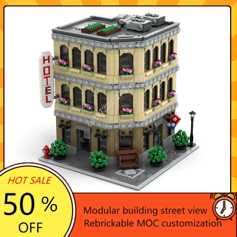 49217PCS Hotel and Restaurant Modular MOC Creative street view Model Building Blocks Architecture Education Assembly Toys Gift