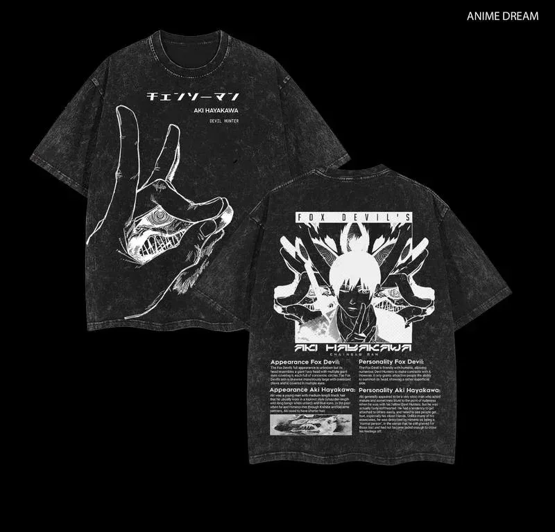 

The Movie Reze Arc T-shirt Washed Oversized Tee Chainsaw Man Print Women Men Clothing Hot Manga Acid Washed high quality soft