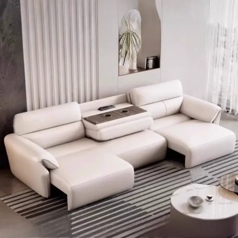 Minimalist Luxury Electric Sofas Lazy Armrest Smart Curved Living Room Sofas Modern White Quality Canape Lit Furniture For Home