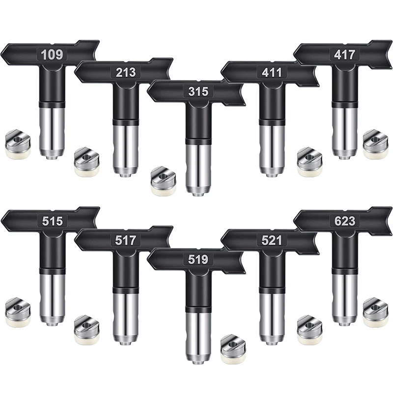 20 Piece Spray Nozzle Set Includes 10 Airless Paint Sprayers, 10 Dual-Sided Filter Guns, Ideal for Spray Gun Accessories