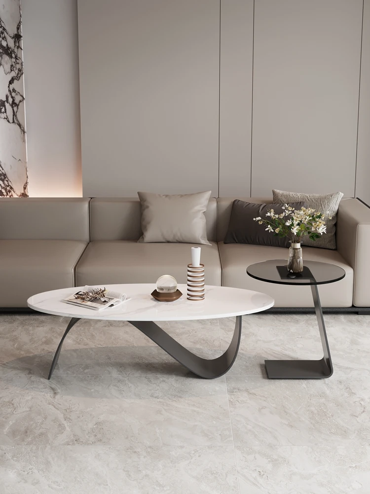 

Rock Plate Tea Table, Living Room, Household Italian Light Luxury Oval Table, Irregular, Modern, Simple, and Luxury,