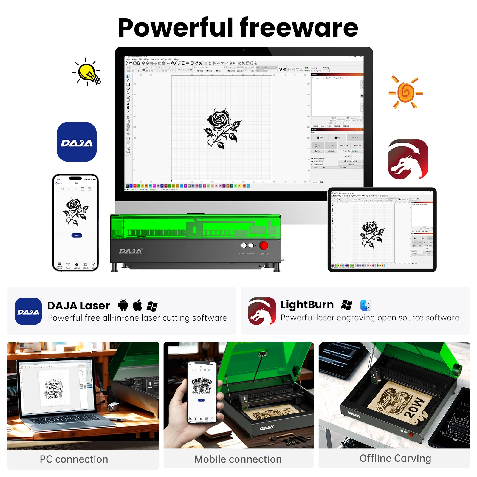DAJA A8 Laser Cutter Engraver High precision Business Efficient Laser Engraving Machine for Metal Wood Acrylic Glass leather