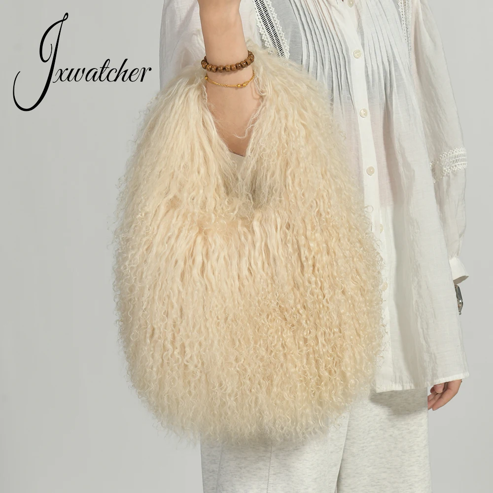 Jxwatcher 리얼 몽골리안 양털 가방 여성용 겨울 - Half Moon Bag Suede 리뷰 및 가격