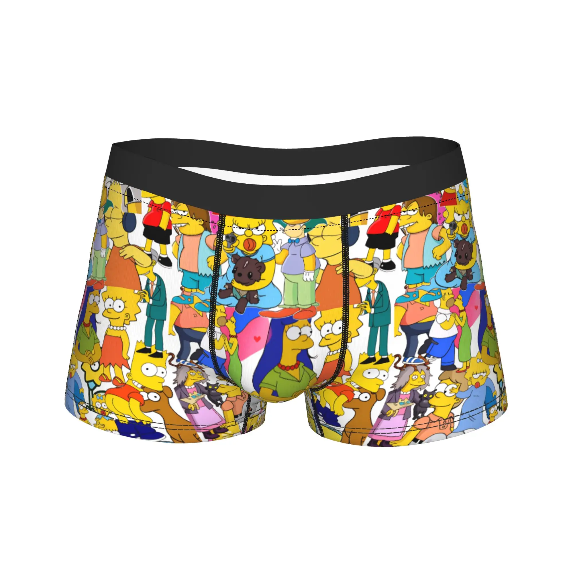 Funny S-Simpsons Family Characters Mix Collage Underwear Custom DIY Trunk High Quality Man Underpants Classic Boxer Brief Gift
