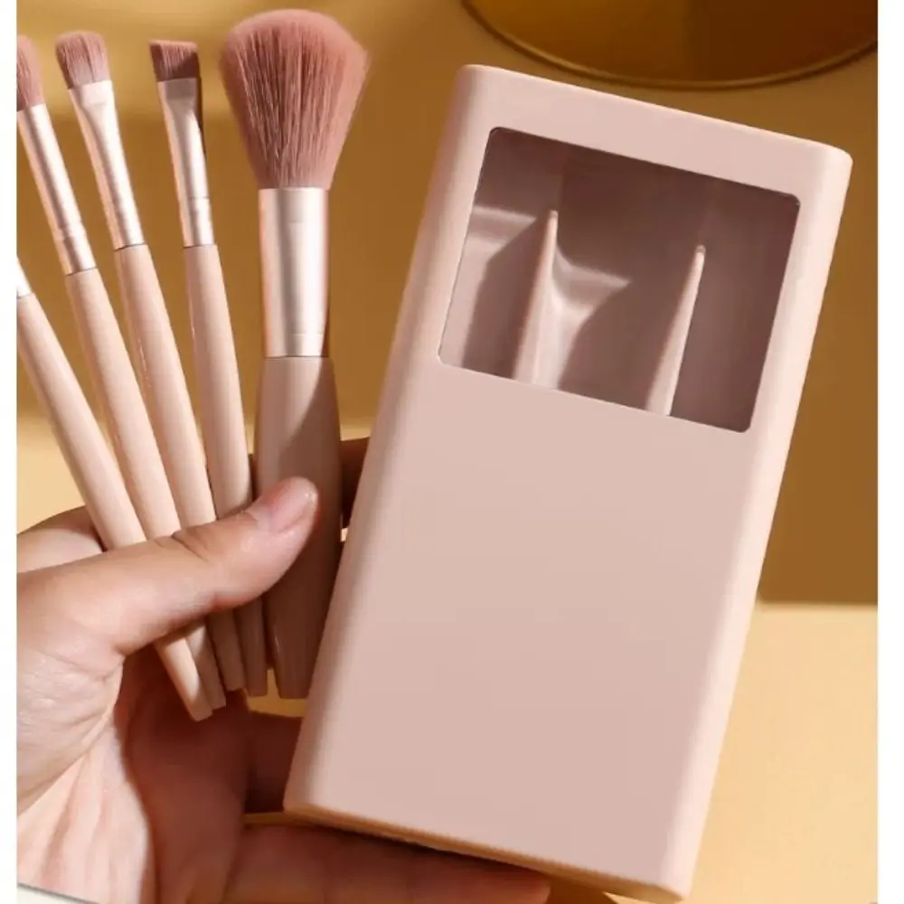 5Pcs Professional Portable Makeup Brush Set Mini Multifunctional Travel Case with Mirror Cosmetic Kit Outdoor